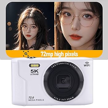 Amazon | 写真撮影用5K HDデジタルカメラ、72MP UHD 16倍光学